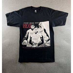 Adidas Miami Heat Lebron Wade Bosh Big‎ 3 Scarface Style Black Tee Size Medium M